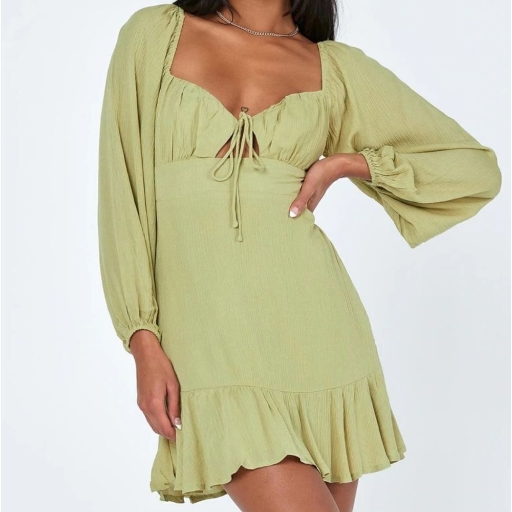 Princess‎ Polly Narla Pistachio Green Cutout  Drop Waist Mini Dress 2US